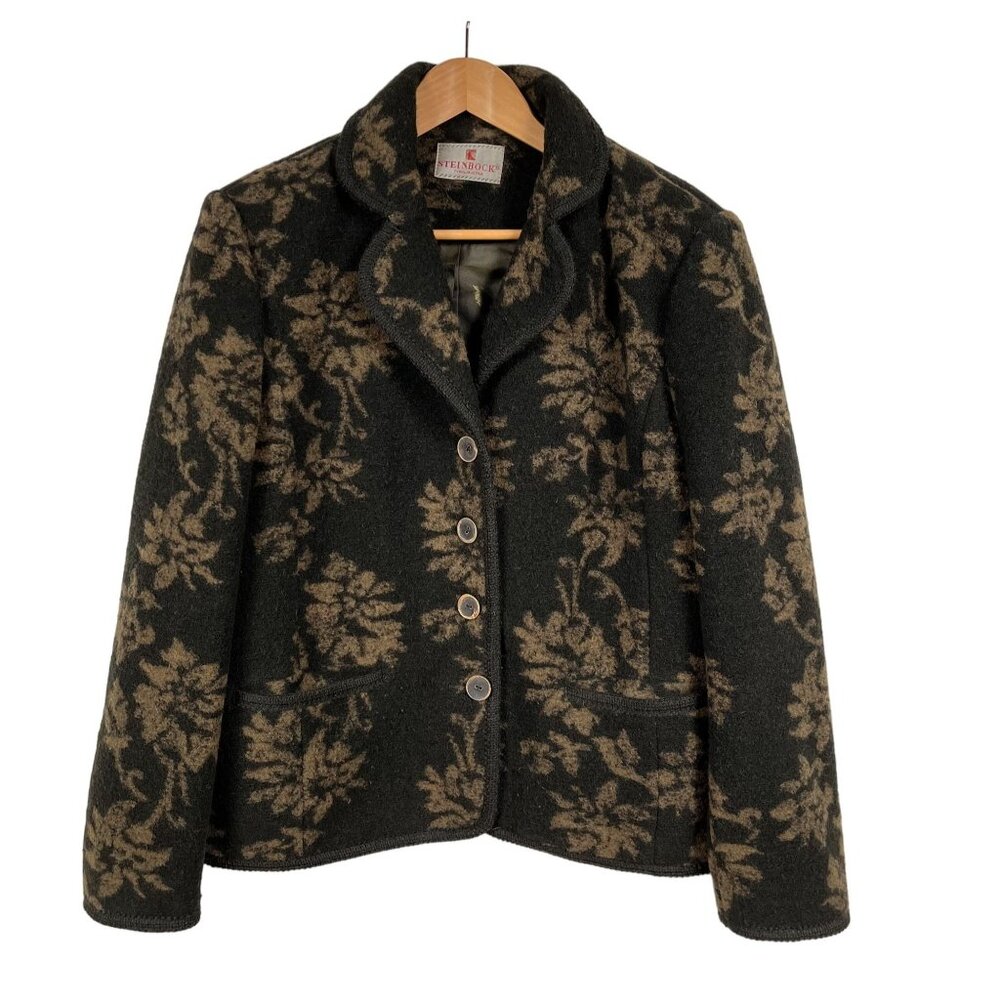 Steinbock Tyrol Austria Jacket Womens 10 Wool Floral Brown
